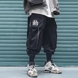 Multi Pocket Hip Hop Pants Men Ribbon Elastic Waist Harajuku Streetwear Joggers Mens Trousers Techwear Pants