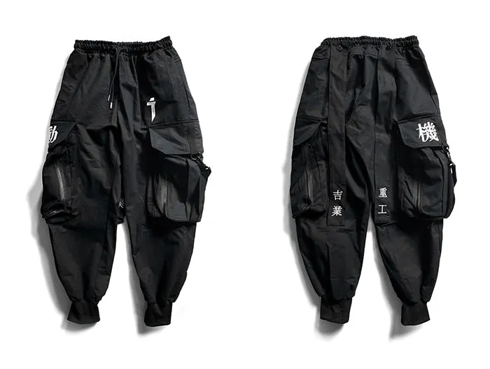 Multi Pocket Hip Hop Pants Men Ribbon Elastic Waist Harajuku Streetwear Joggers Mens Trousers Techwear Pants