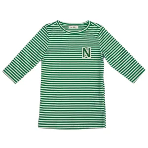Nou Nelle N-Striped Tee Green 3/4 Sleeve