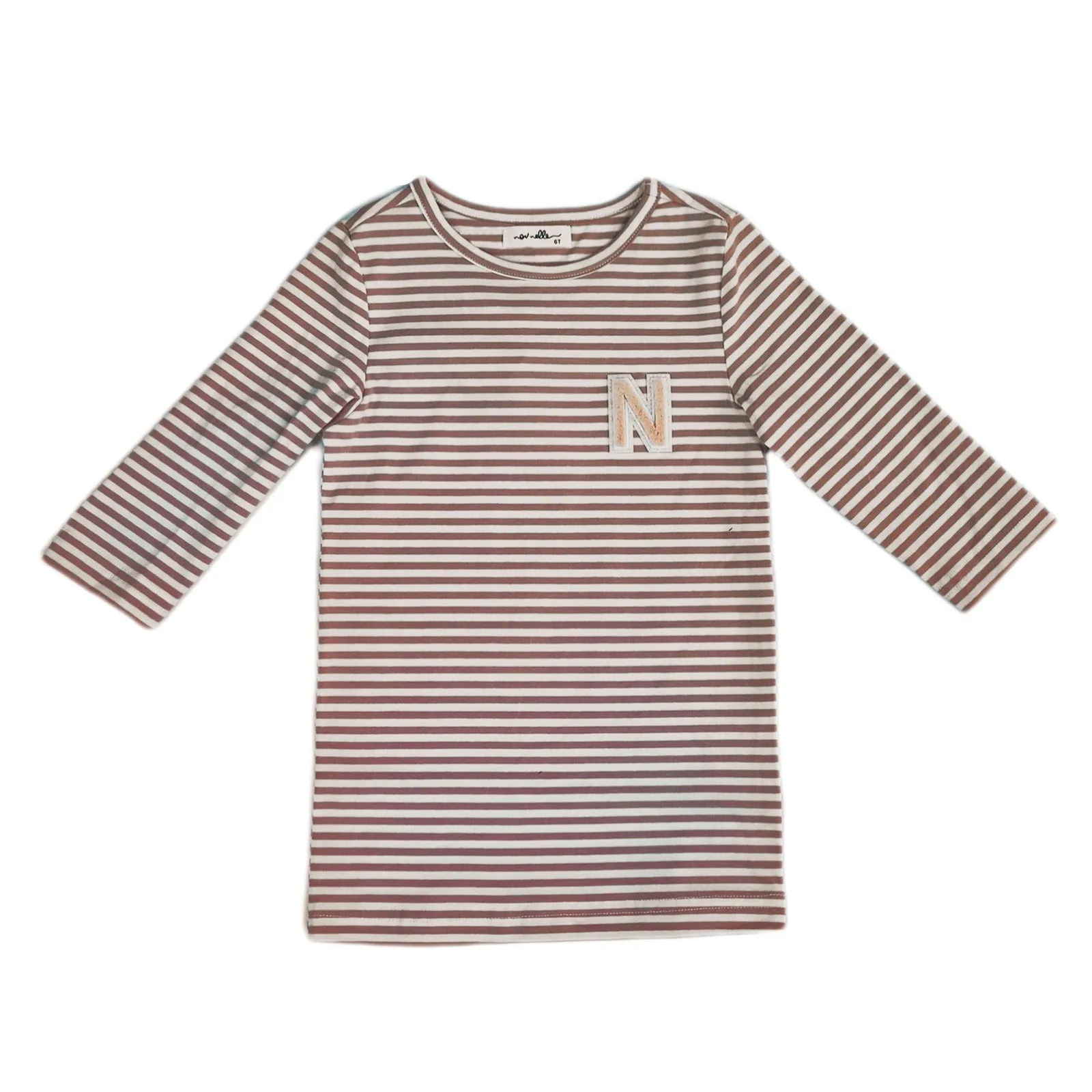 Nou Nelle N-Striped Tee Pink 3/4 Sleeve