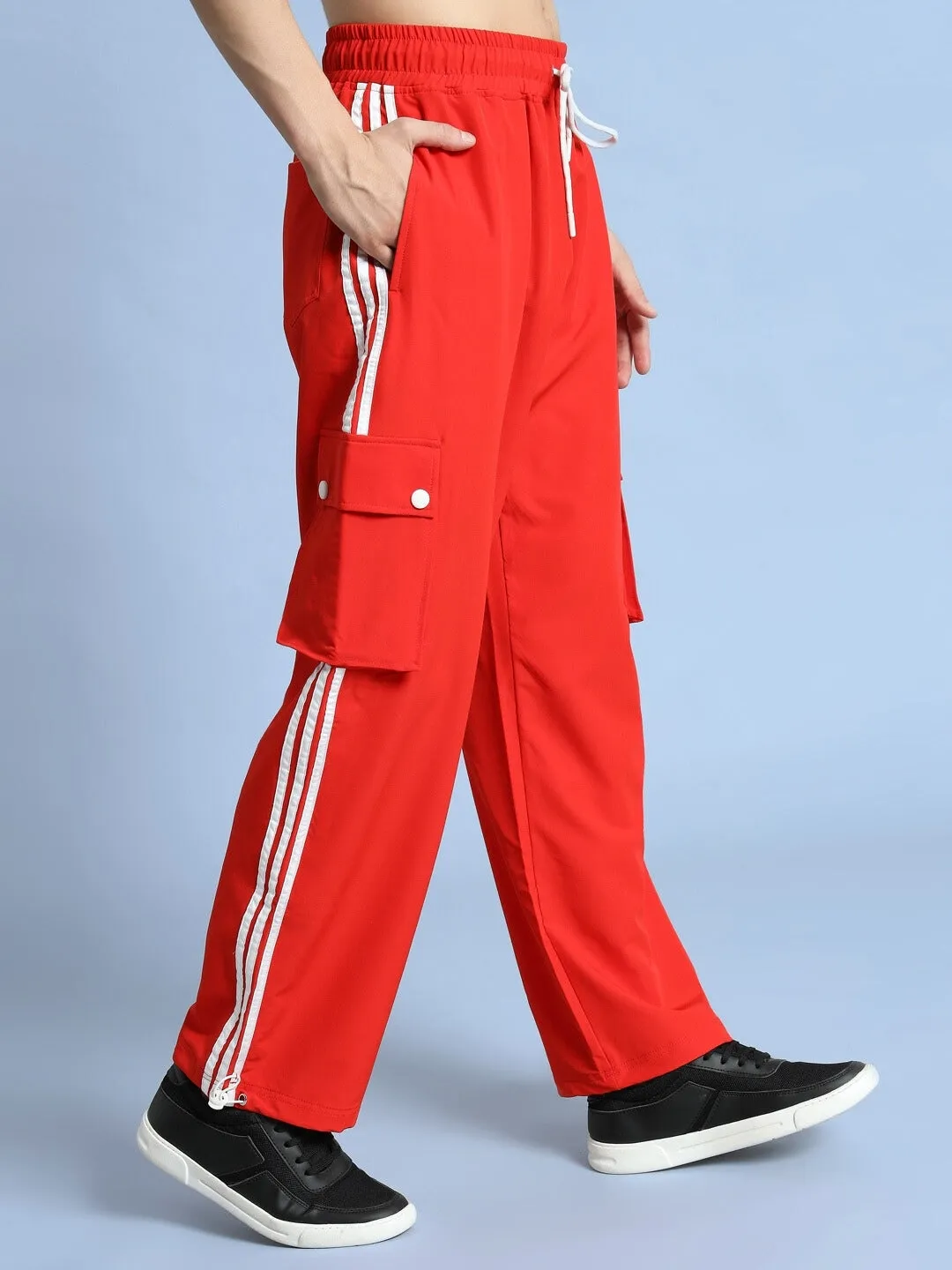 NOVA RELAXED FIT CARGO PANTS (RED)