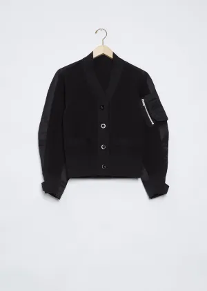 Nylon Twill Mix Knit Cardigan