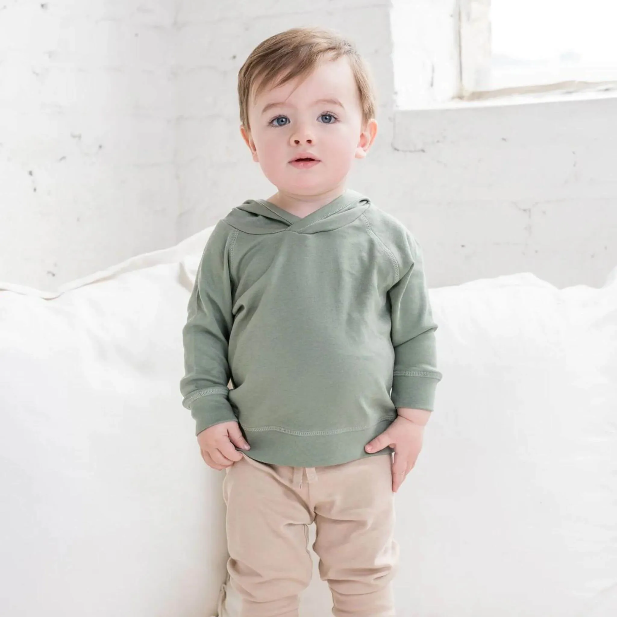 Organic Kid Hooded Pullover Sweatshirt - Thyme