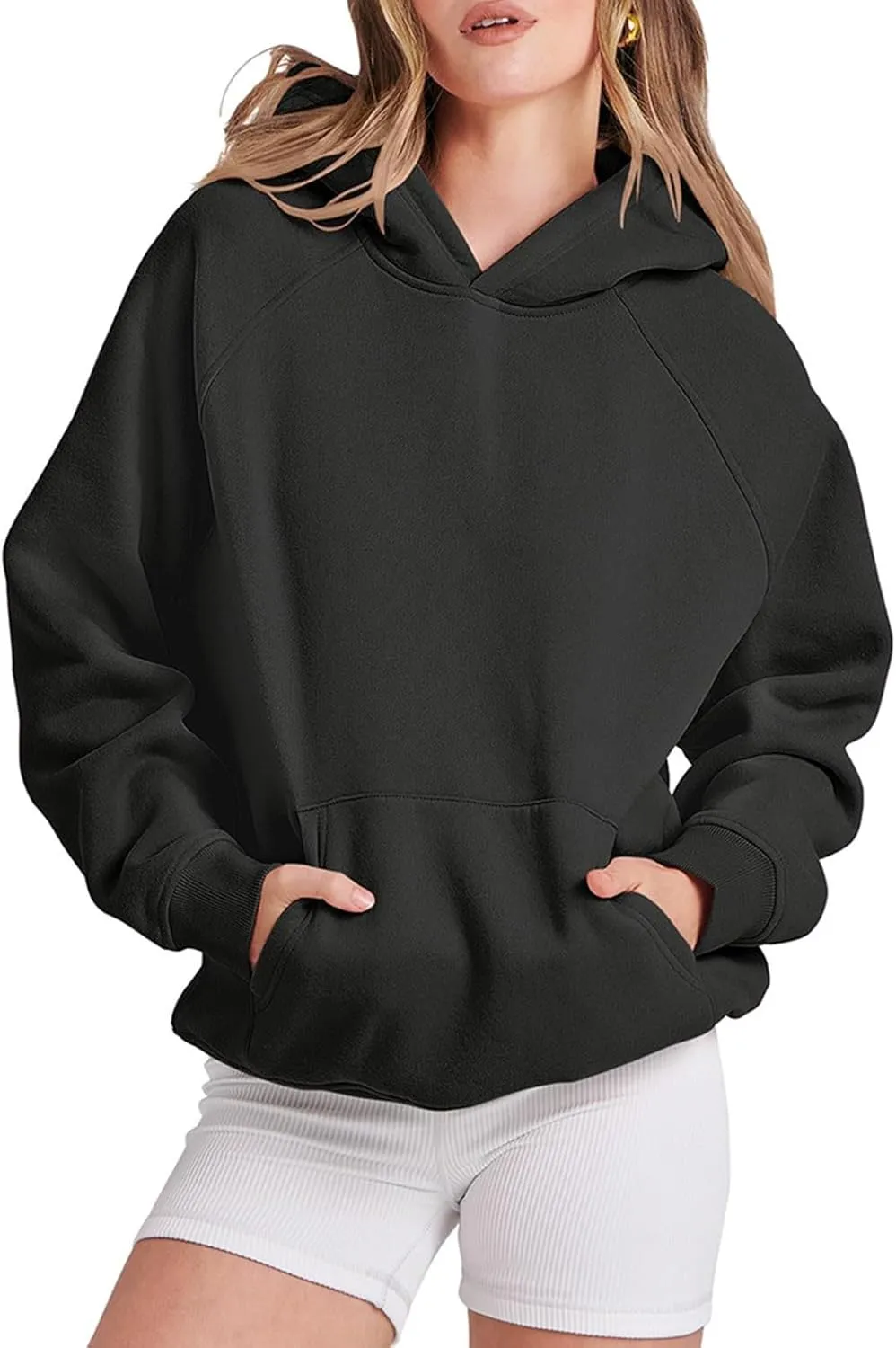 Oversized Hoodie Sweatshirt for Women Long Sleeve Solid Colors Hooded Pullover Tops Fall Fashion Outfit with Pocket