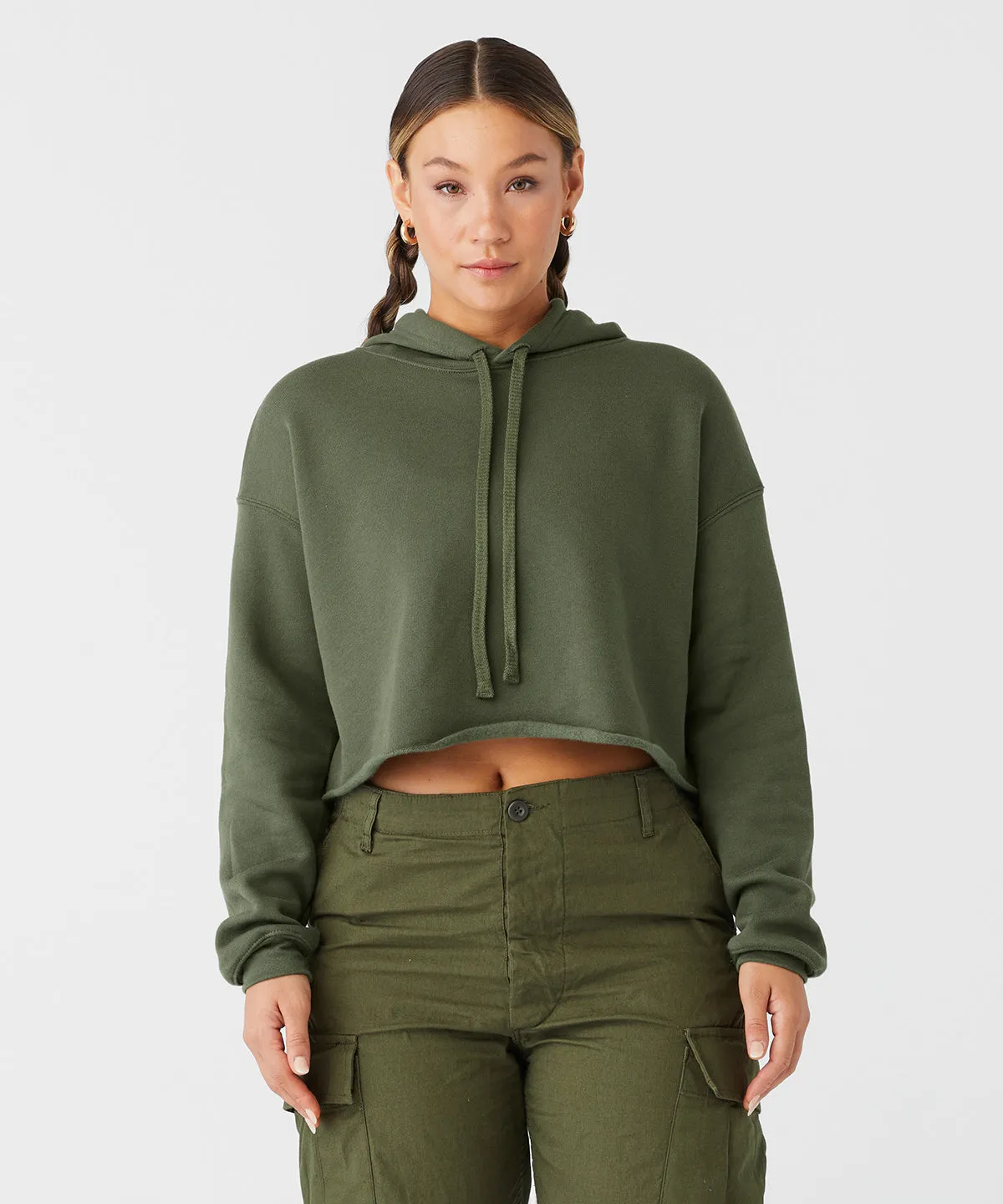 Peach - Women's cropped fleece hoodie