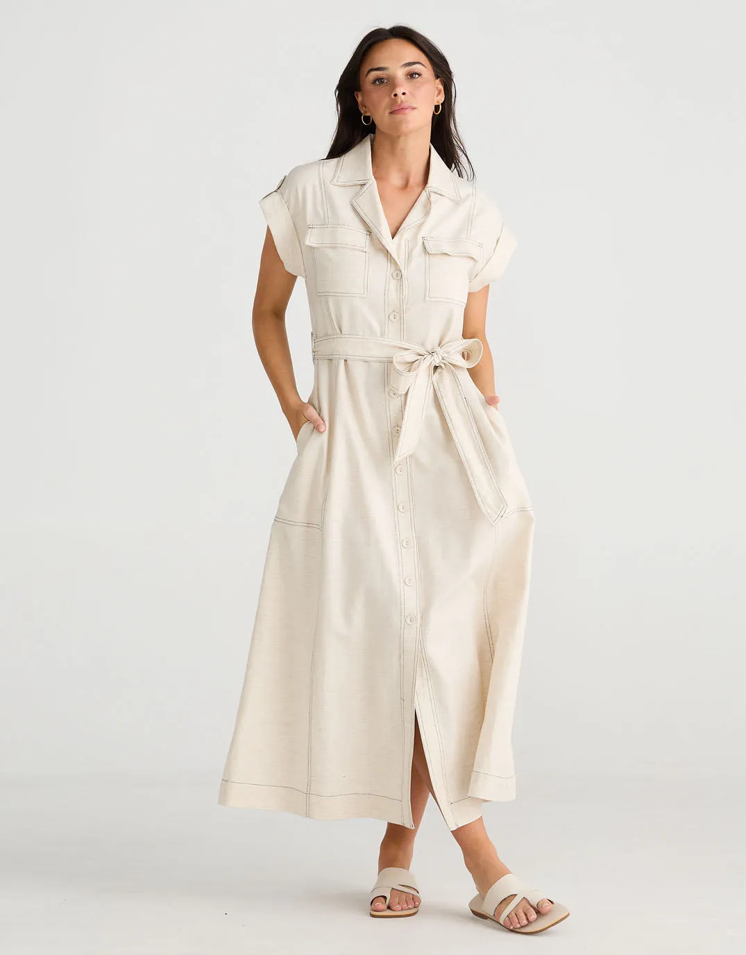 Portia Midi Dress - Natural