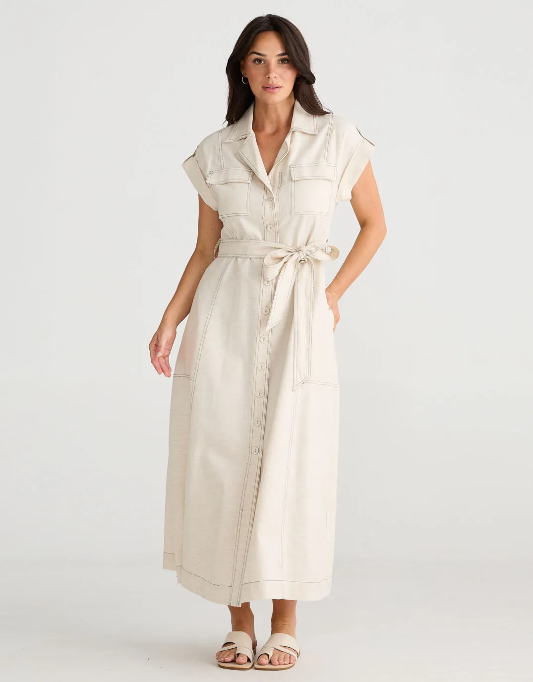 Portia Midi Dress - Natural