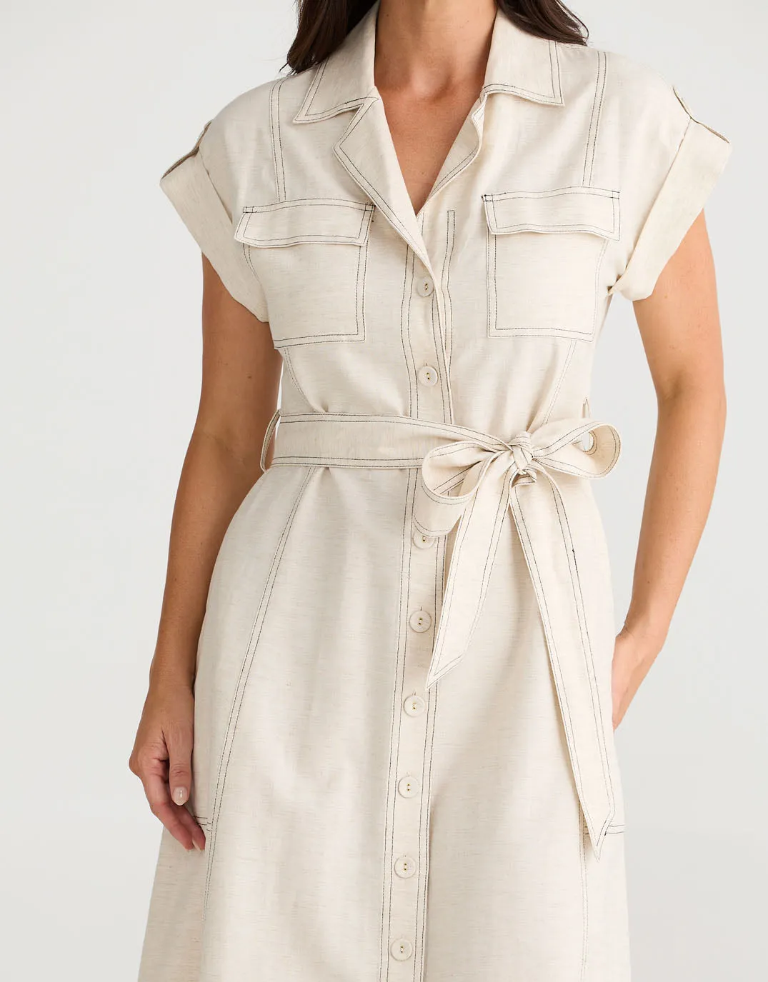 Portia Midi Dress - Natural