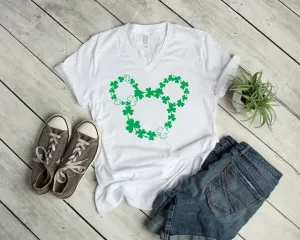 St. Patrick's Day Mickey Mouse T Shirt- Shamrock Silhouette Outline - Clover - Lucky Mickey - Disney St. Patty's Day
