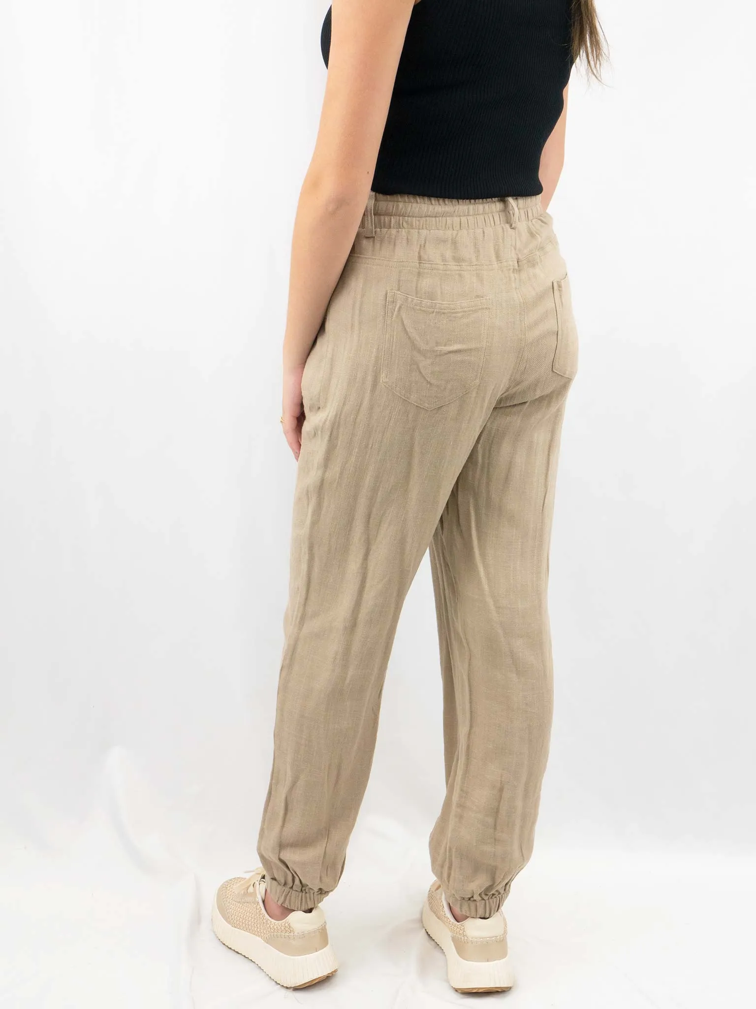 Taupe Linen Joggers