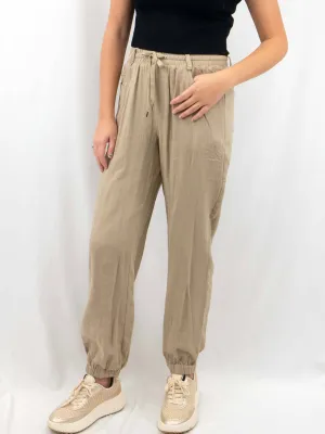 Taupe Linen Joggers