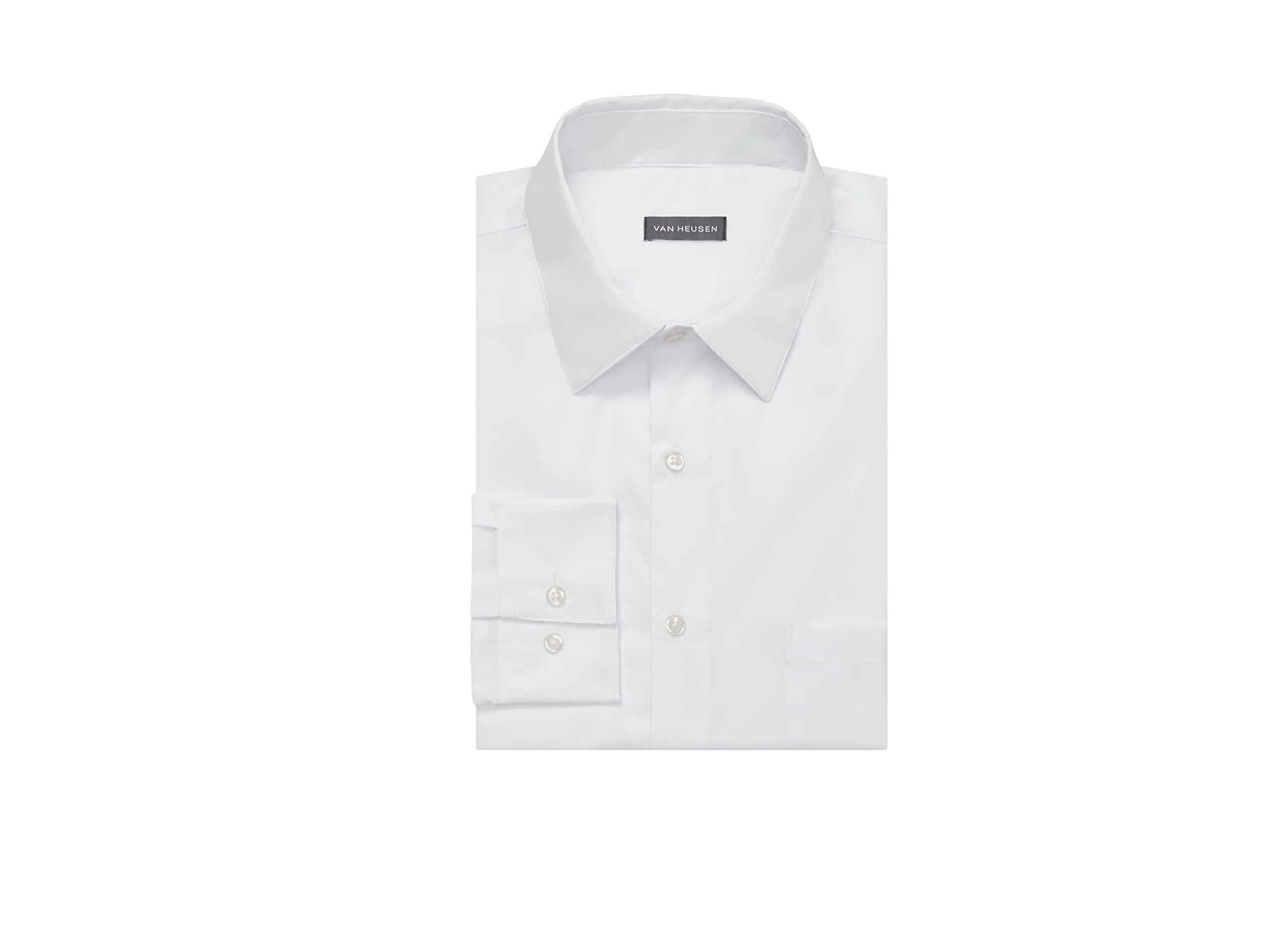 Van Heusen Men's Dress Shirt Regular Fit Poplin Solid, White, 18.5" Neck 36"-37" Sleeve, 20F7795