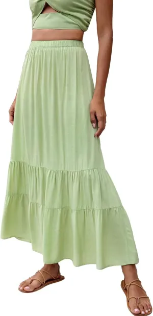 Women's Basic Pencil Skirts Women's High Waisted Tie Wrap Midi Skirts Fashion Skirts High Waist Mid Skirt Casual