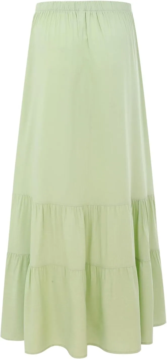 Women's Basic Pencil Skirts Women's High Waisted Tie Wrap Midi Skirts Fashion Skirts High Waist Mid Skirt Casual
