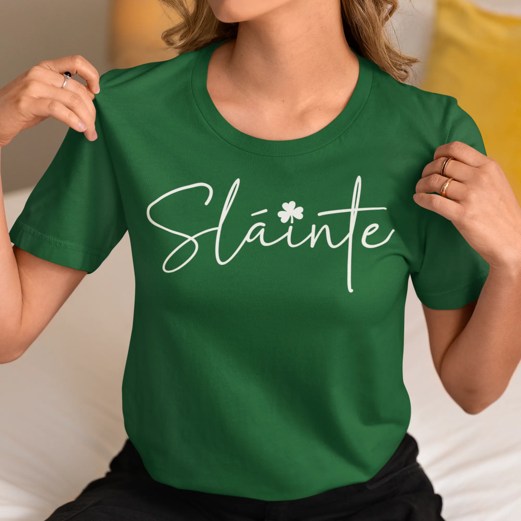 Women's Slainte Letter Print St Patrick's Day Graphic Tees
