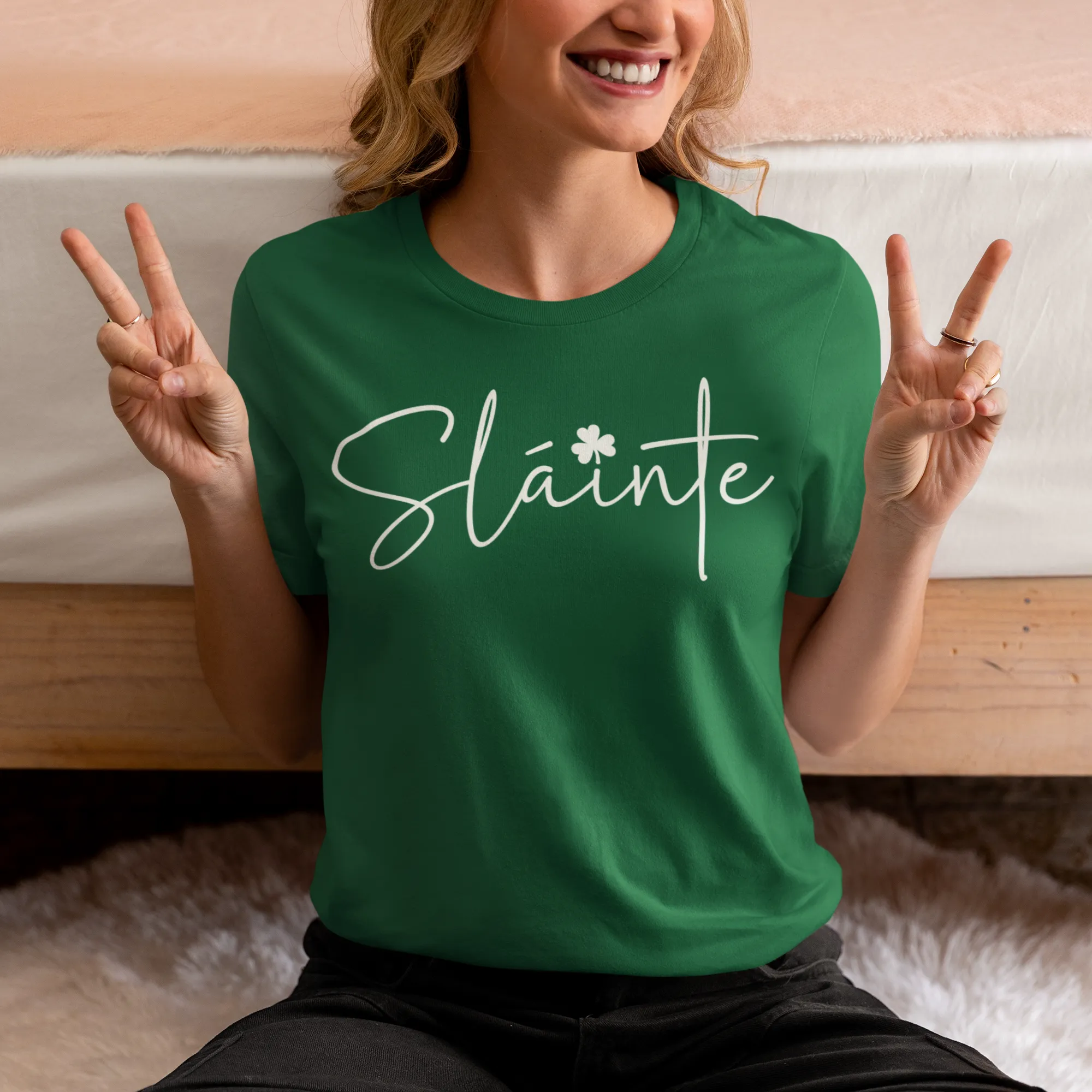 Women's Slainte Letter Print St Patrick's Day Graphic Tees