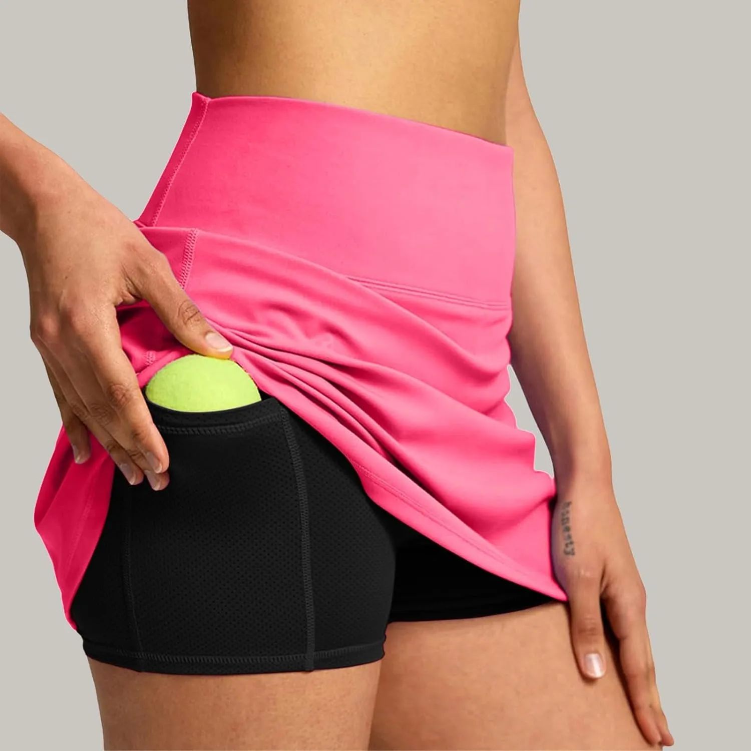 Women's Tennis Skirts with Shorts Underneath High Waist Athletic Skorts Casual Layered Skinny Golf Skirts with Pocket