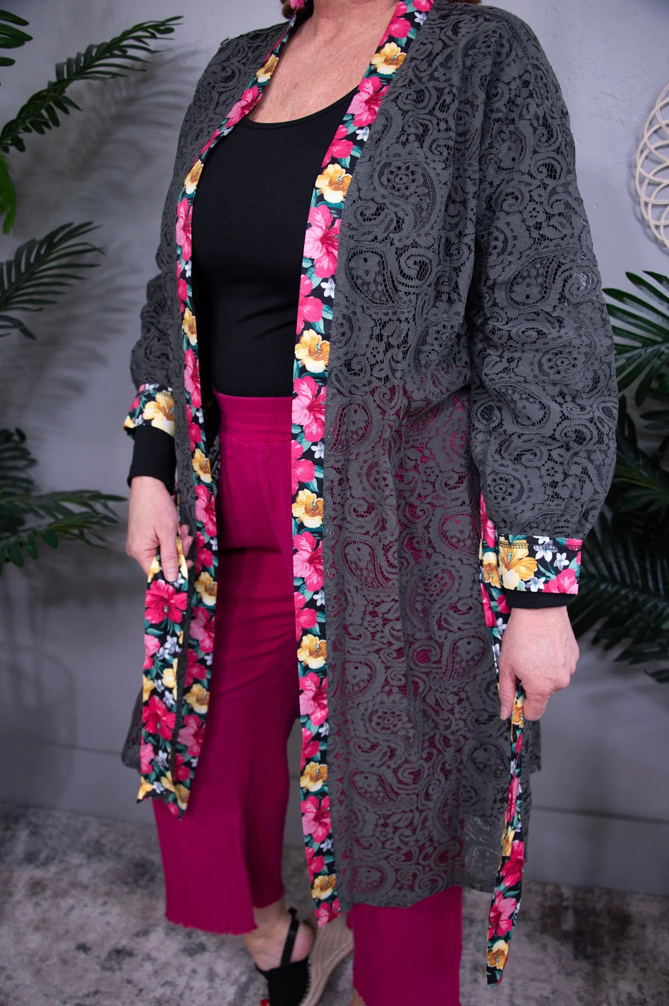 Wrapped In Lace Black Floral Cardigan