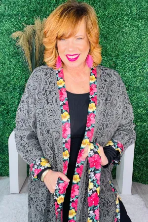 Wrapped In Lace Black Floral Cardigan