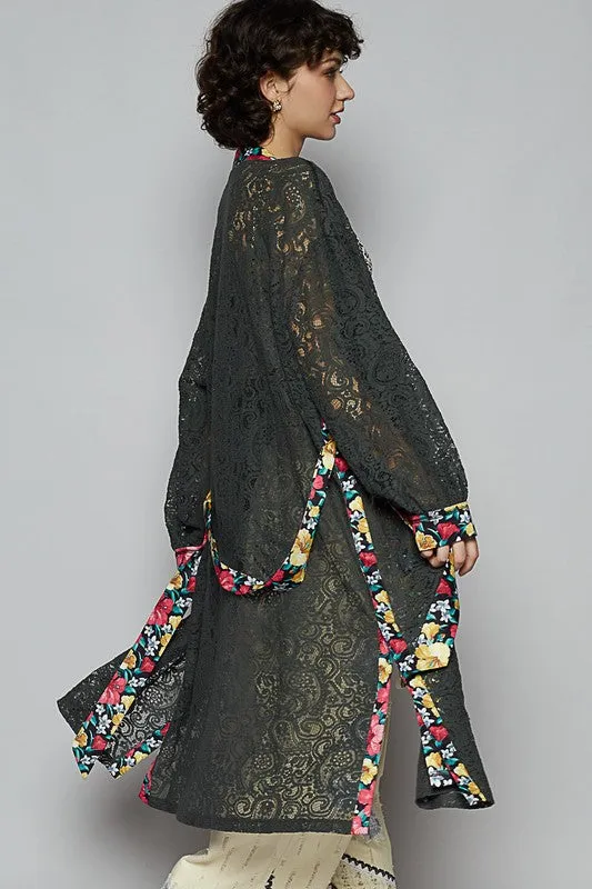 Wrapped In Lace Black Floral Cardigan