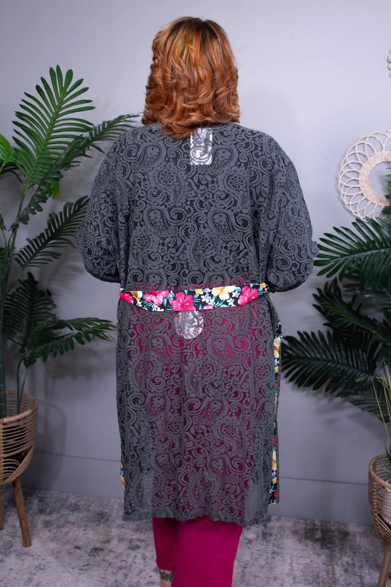 Wrapped In Lace Black Floral Cardigan