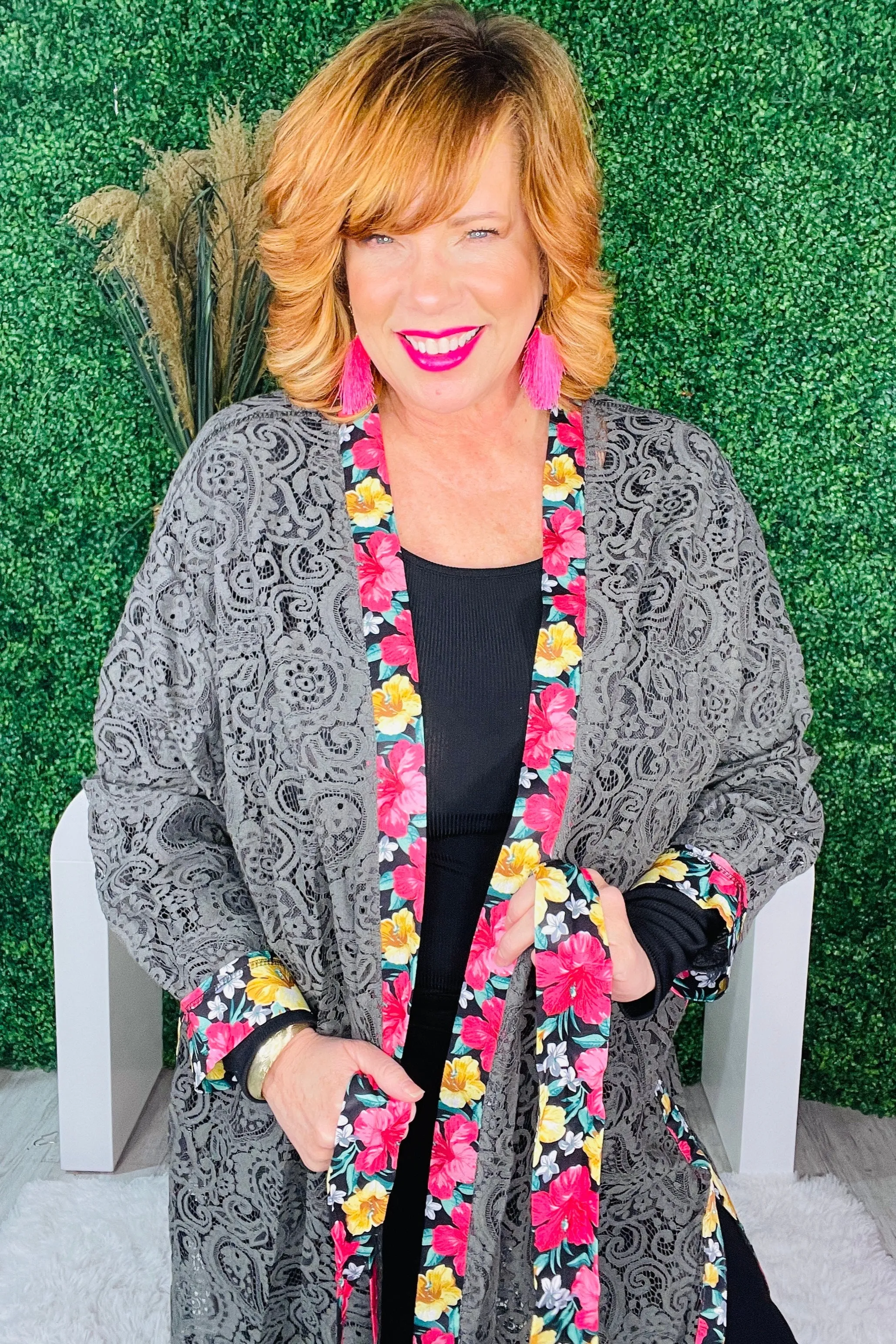 Wrapped In Lace Black Floral Cardigan