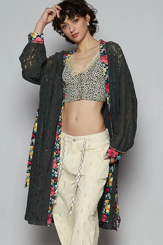 Wrapped In Lace Black Floral Cardigan